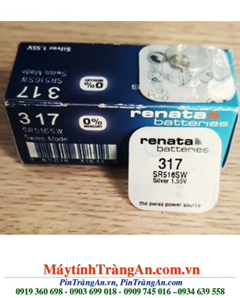Renata SR516SW-317; Pin đồng hồ đeo tay 1.55v Silver Oxide Renata SR516SW-317